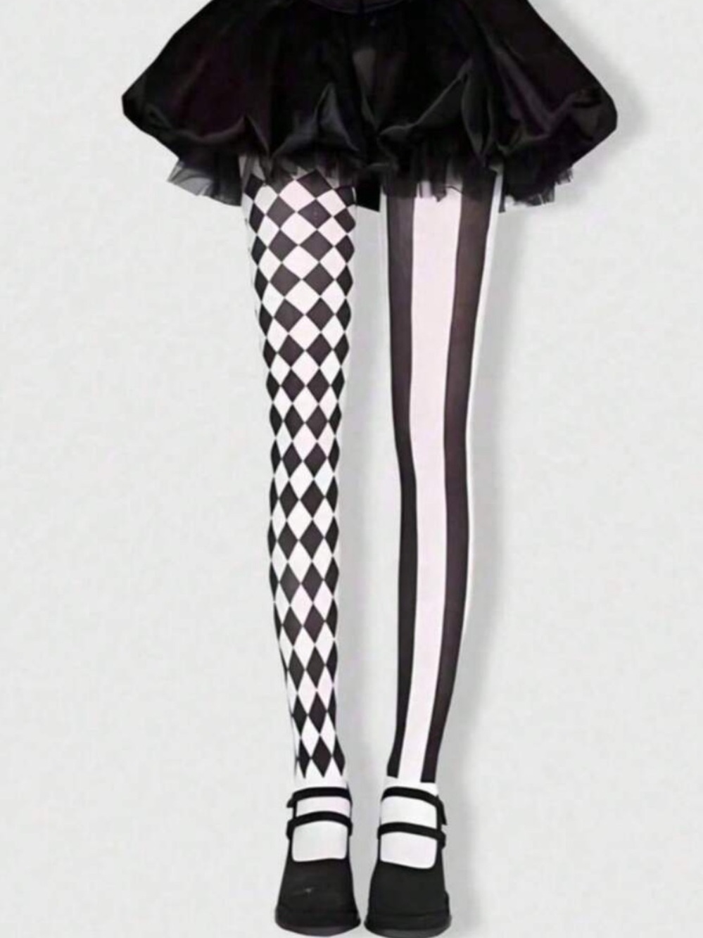Black & White Patterned Kids Tights - Harlequin and Stripe